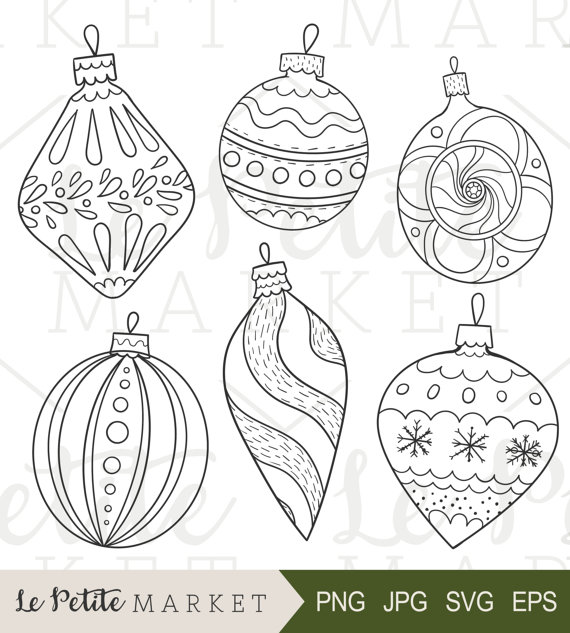 Ornaments clipart line art. Hand drawn vintage illustrations