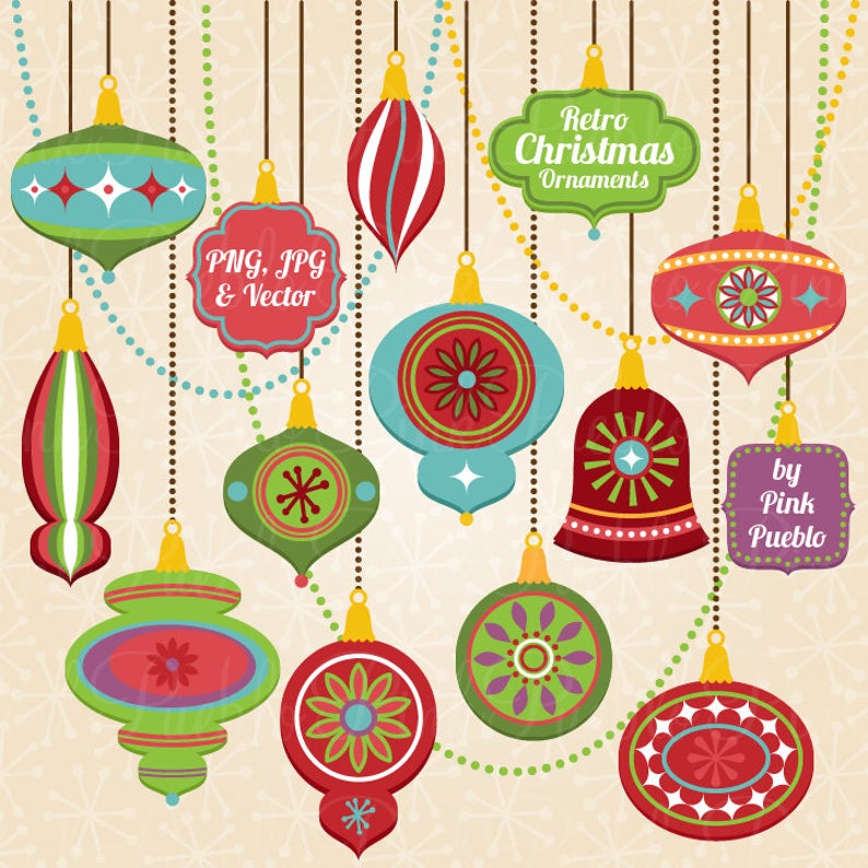 Ornament clipart retro. Christmas clip art vintage