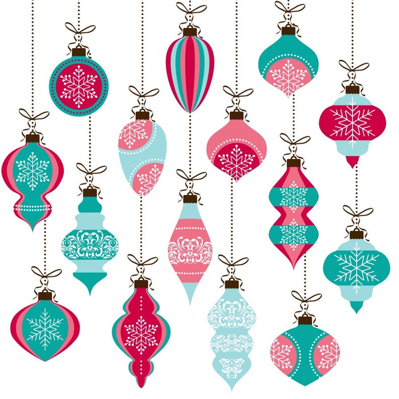 Ornament clipart teal. Christmas ornaments pink and
