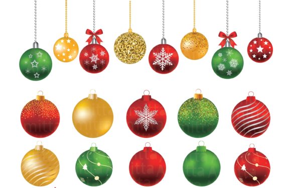 Ornaments clipart ball. Christmas balls set 
