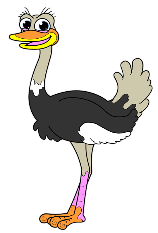 Cartoon step by drawing. Ostrich clipart