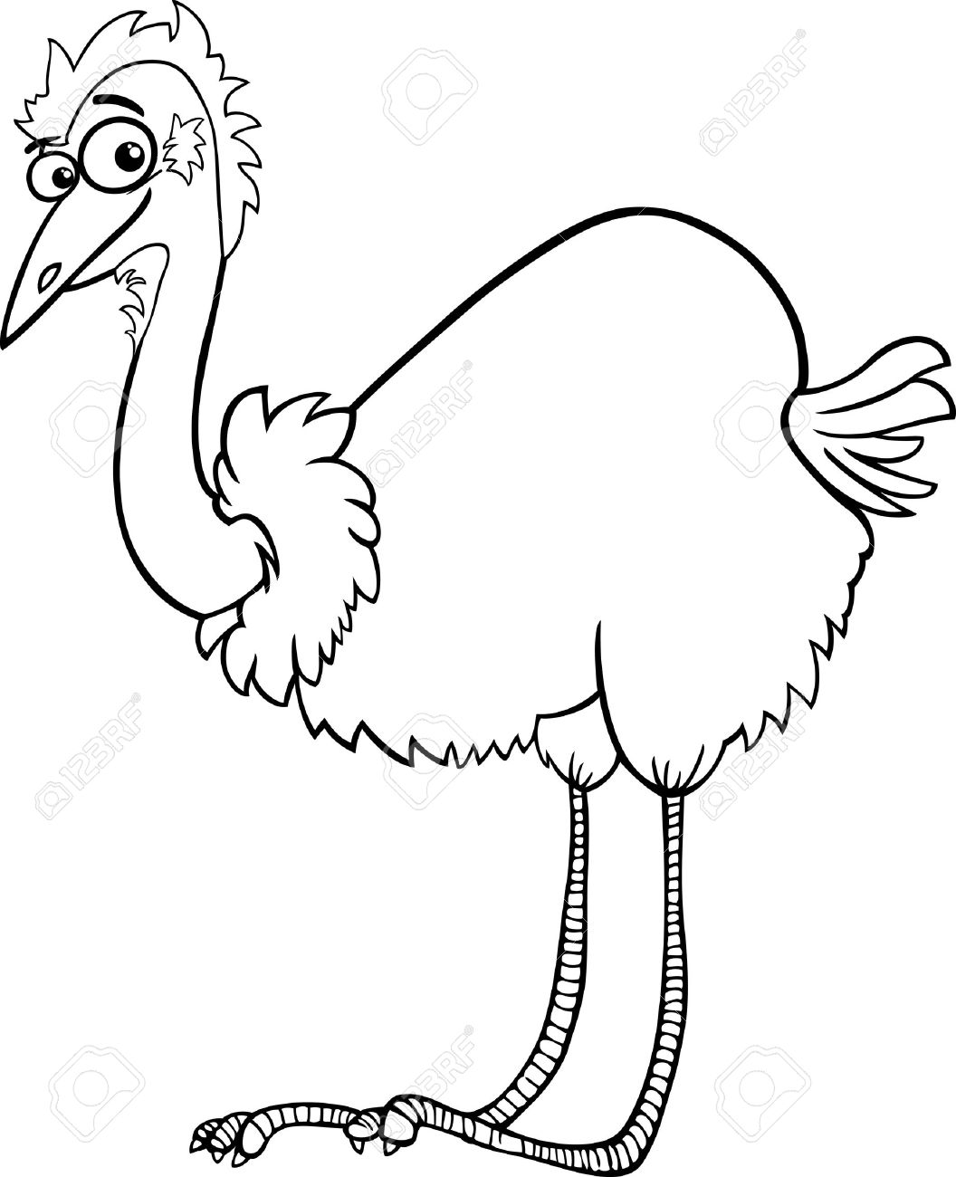 ostrich clipart black and white