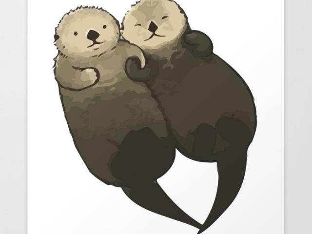 Free download clip art. Otter clipart couple