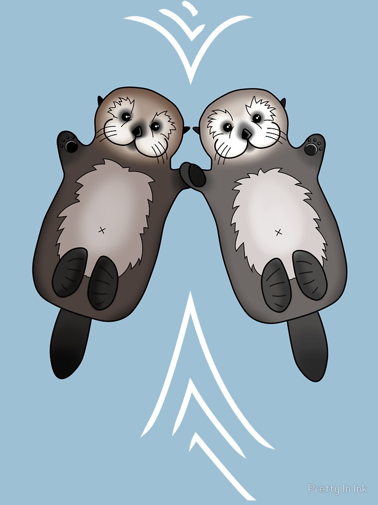 Otter clipart couple. Otters holding hands sea