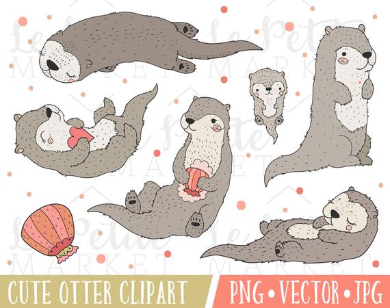 otter clipart kawaii