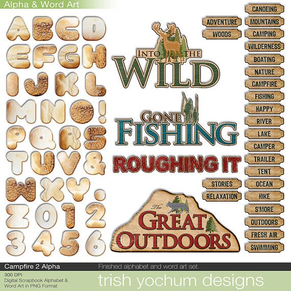 outdoors clipart camping word