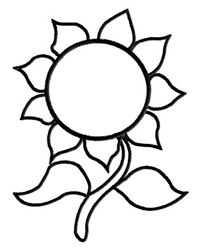 outline clipart sunflower