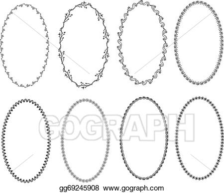 Vector art patterned border. Oval clipart drawing