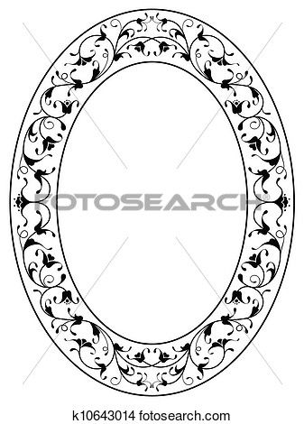 Oriental floral ornamental black. Oval clipart large