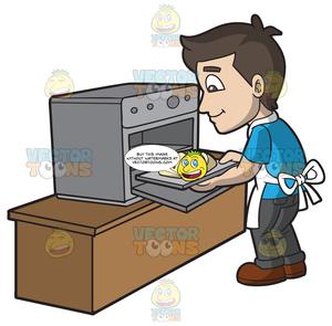 Oven clipart bread oven. A man sending the