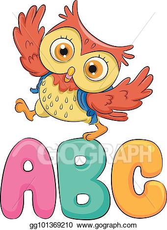 Eps vector education walk. Owl clipart abc
