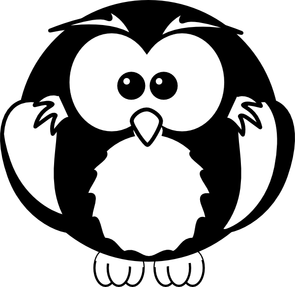 owls clipart black and white