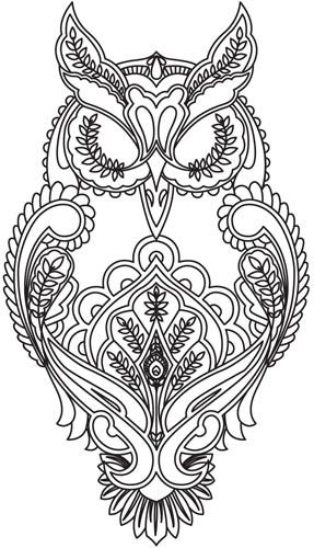 Owl clipart paisley. Tattoo design coloring 