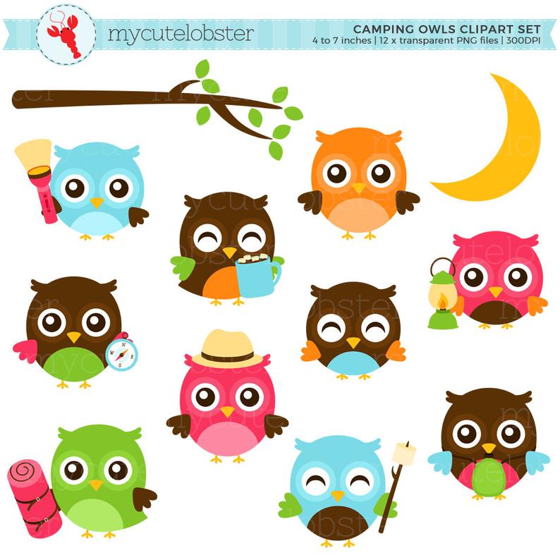 owls clipart camping