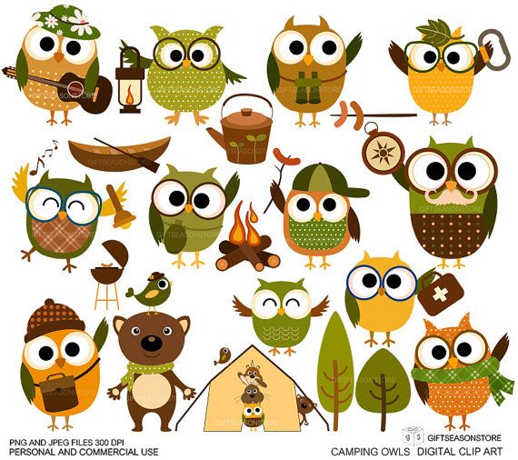owls clipart camping