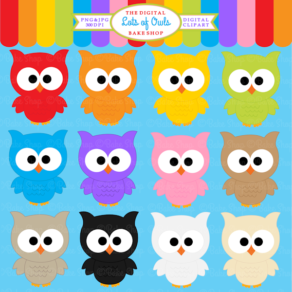 owls clipart colored