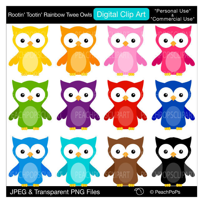 owls clipart colored