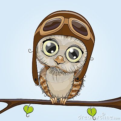 Cute vector cartoon illustration. Owls clipart little owl