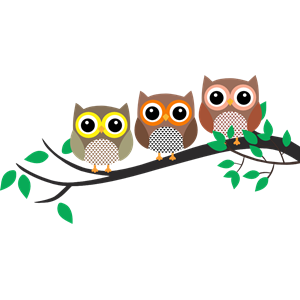 In a tree cliparts. Owls clipart three owls