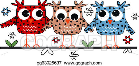Owls clipart three owls. Vector illustration eps gg