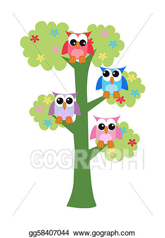 Owls clipart tree clipart. Vector stock colorful sitting