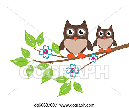 Owls clipart two. Vector stock illustration gg