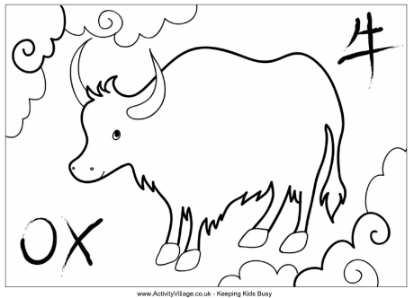 ox clipart colouring page