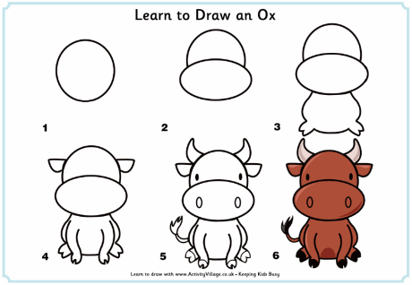 ox clipart easy drawing