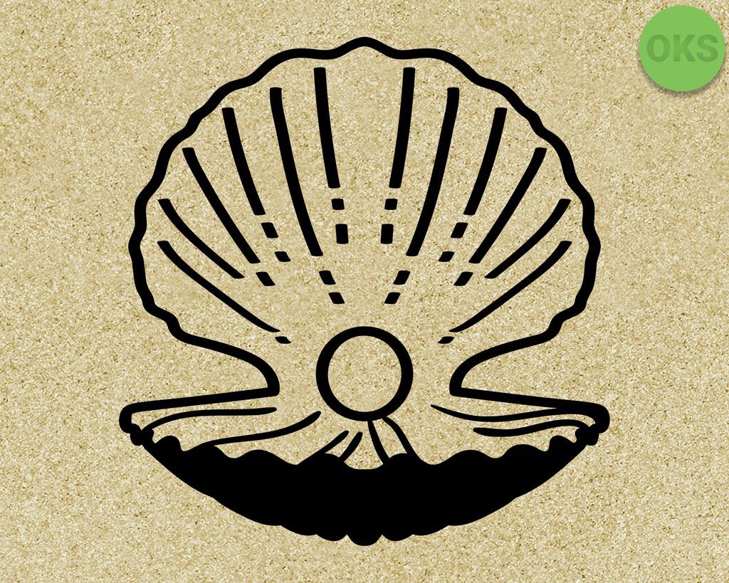 Pearl clam dxf vector. Oyster clipart svg