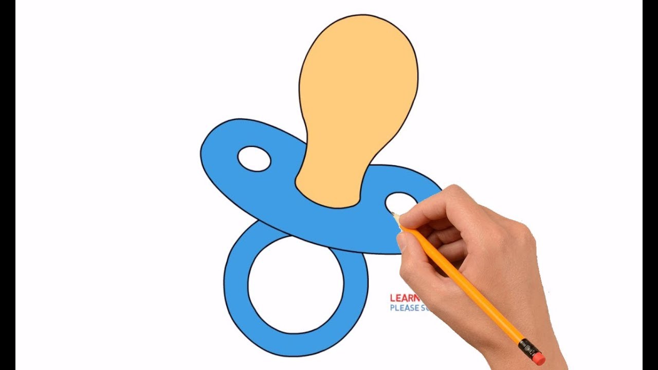 Pacifier clipart draw. How to a step