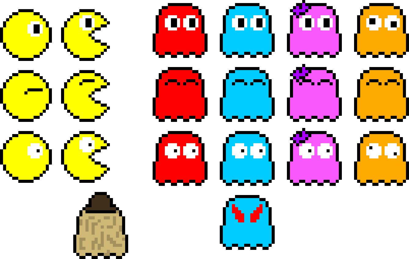 Pac man apella pixel. Pacman clipart ghosts