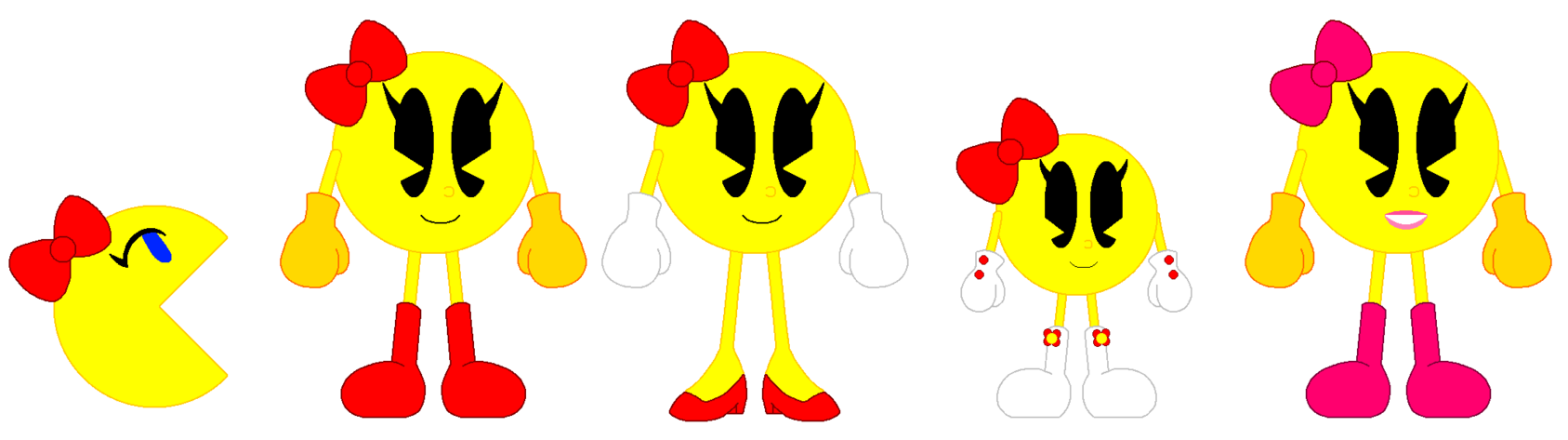 Pacman clipart line. Ms pac man variations