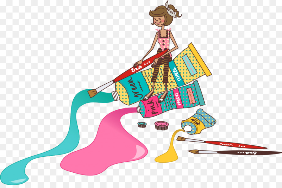 Paint clipart woman painting. Brush cartoon png download