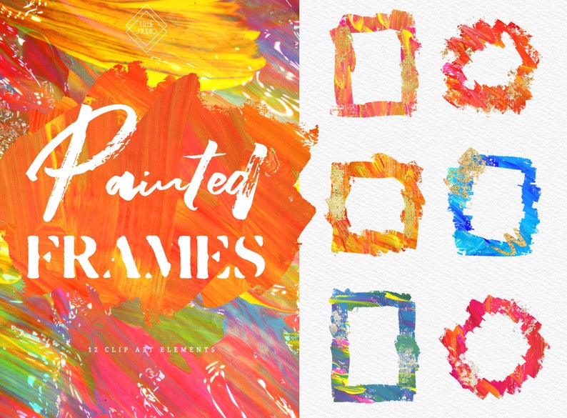 Paintbrush clipart paint frame. Brush stroke strokes clip