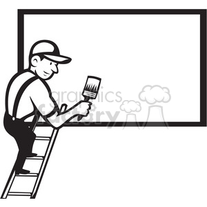 painter clipart black and white
