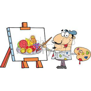 Paint on a fruits. Painter clipart canvas painting