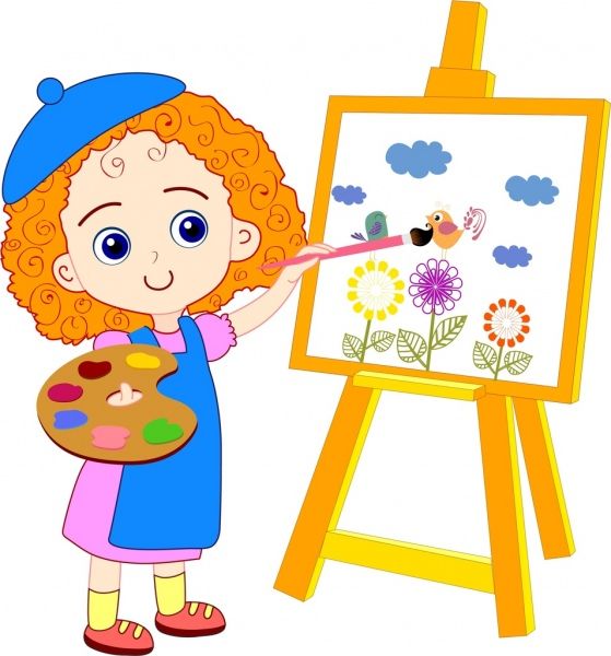 Painter clipart cute. Cartoon painting for kids