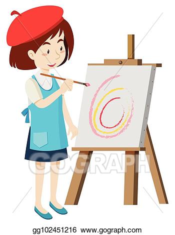Vector artist on canvas. Painting clipart artwork