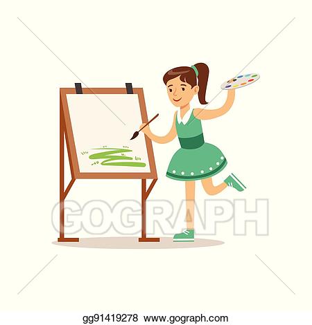 Clip art vector child. Painting clipart creative girl