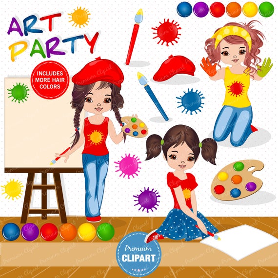 Painting clipart creative girl. Party art little artist