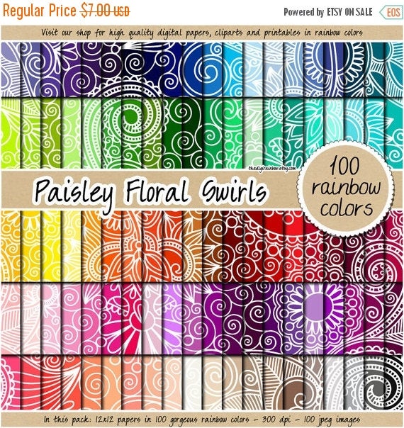 paisley clipart color swirl