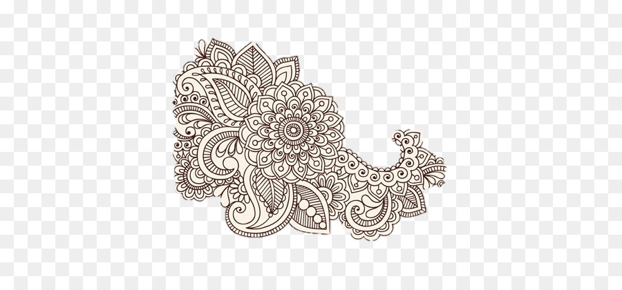 Paisley clipart simple mehndi. Black and white flower