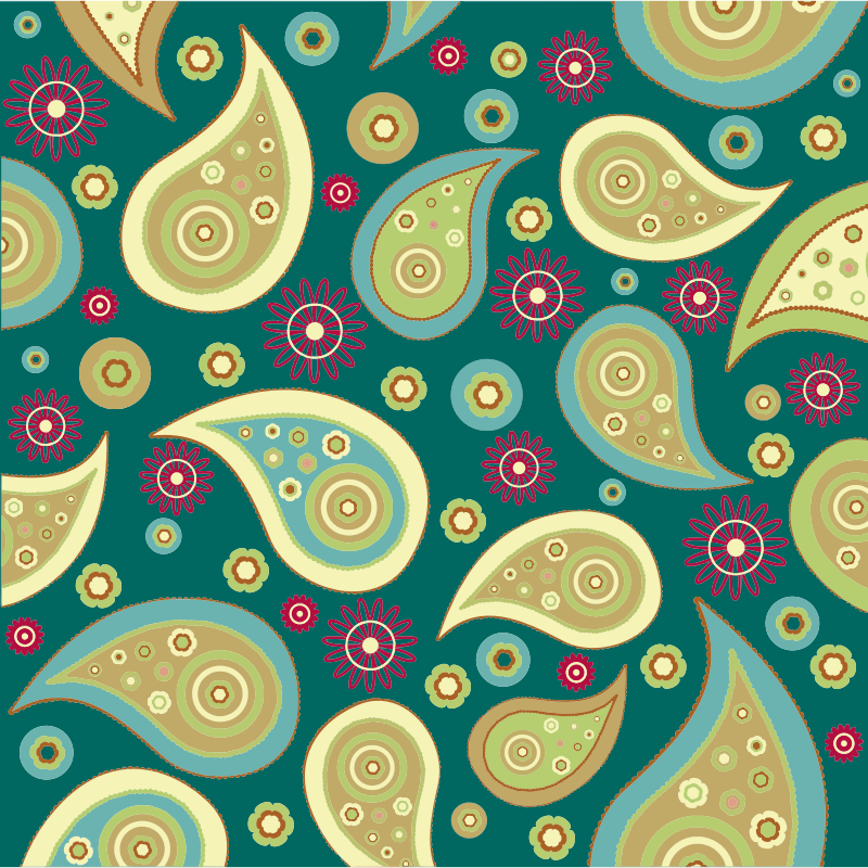 paisley clipart teal