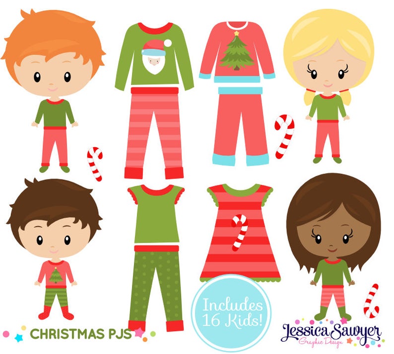 Instant download christmas for. Pajama clipart winter pajamas