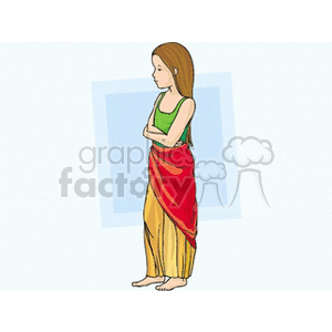 A girl standing with. Pajamas clipart folded