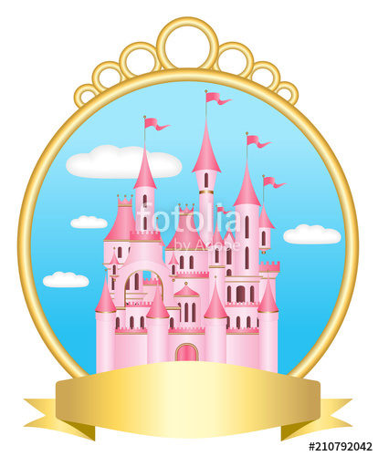 Palace clipart castle border. Pink princess with golden