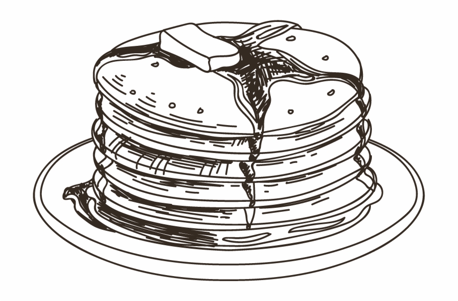 pancakes clipart black and white