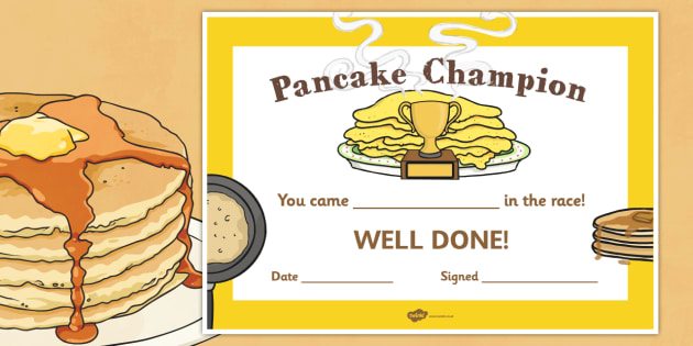 Free certificate awards certificates. Pancakes clipart pancake race