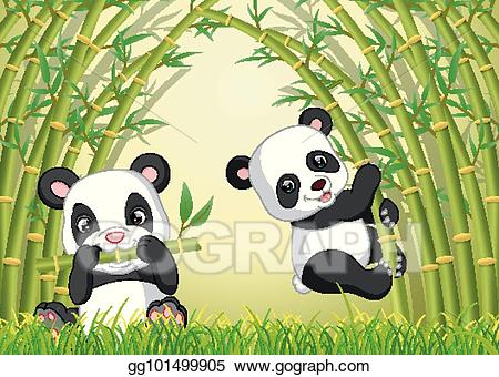 panda clipart bamboo forest art