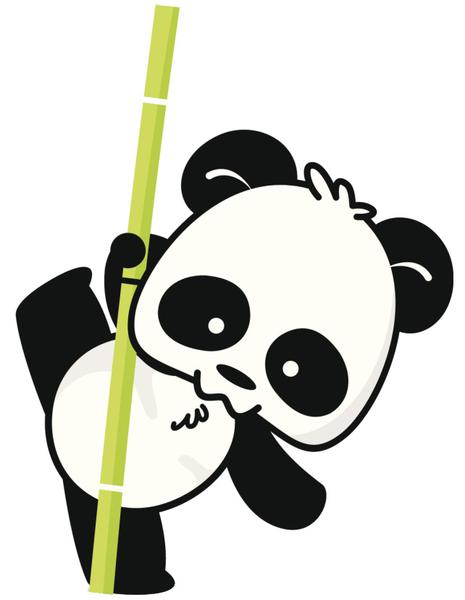 panda clipart bamboo stick